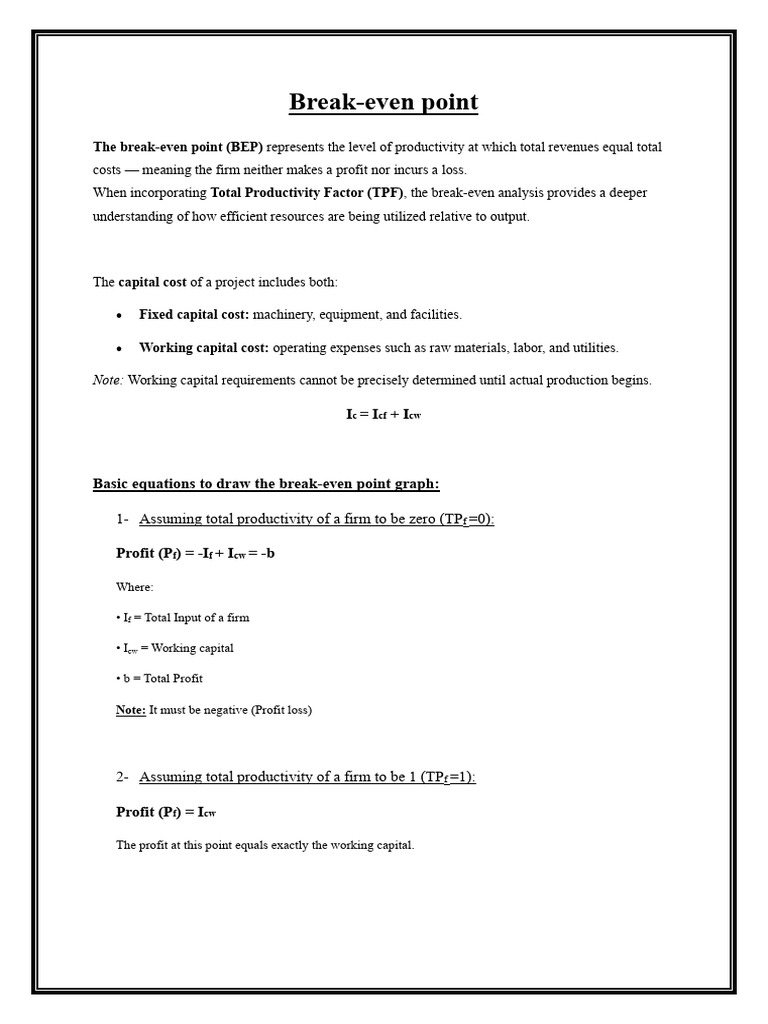 Break-even Point Analysis Explained | PDF