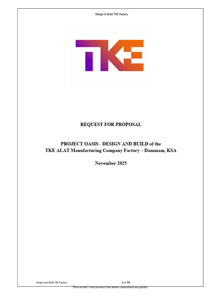 TKE Factory Design & Build RFP KSA | PDF | Government Procurement In ...