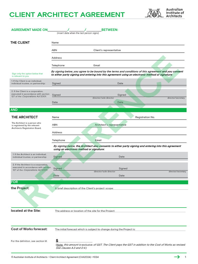 Client Architect Agreement CAA2024 | PDF | Indemnity | Breach Of Contract
