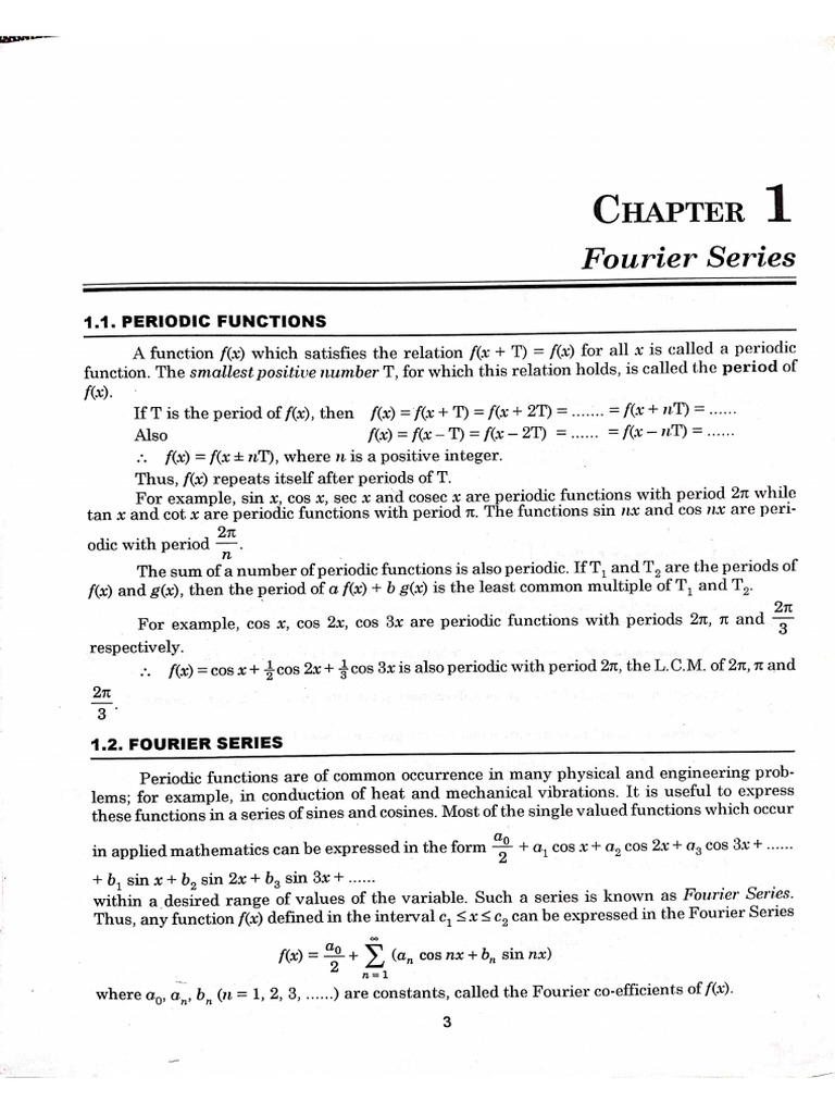 Fourier Series Chapter 1 and 2 M3 | PDF