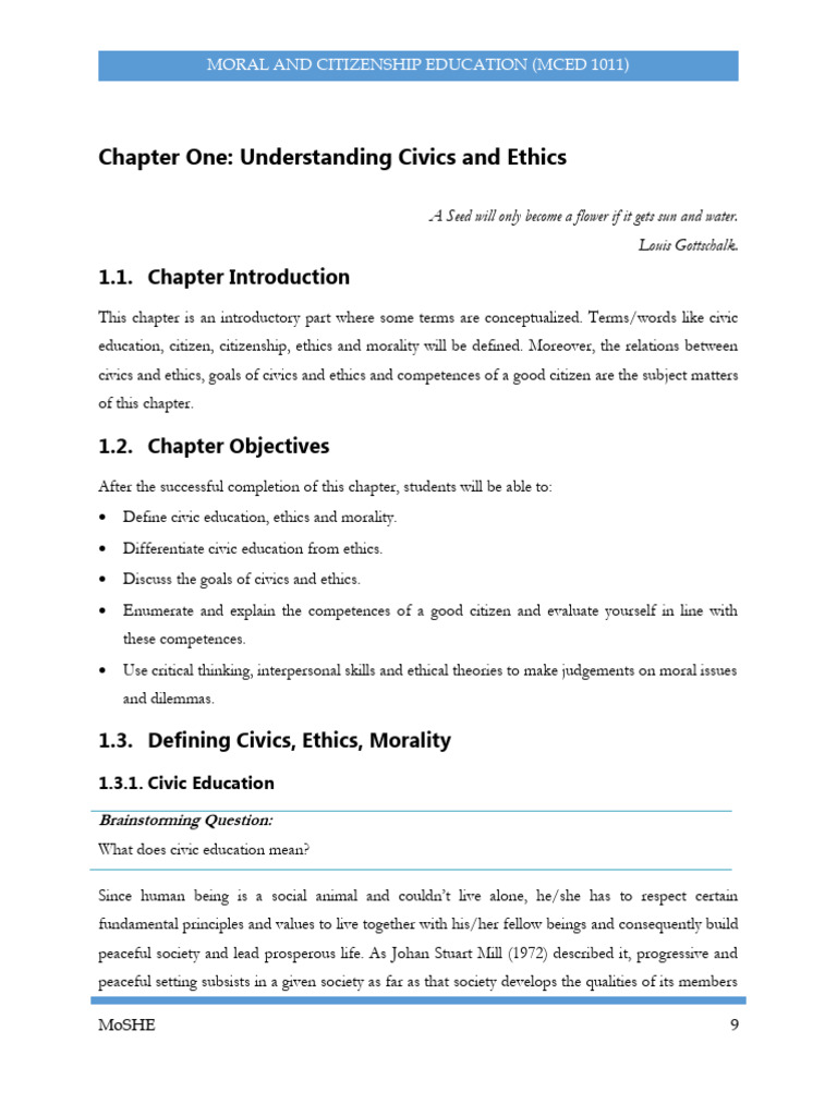 Understanding Civics and Ethics Concepts | PDF | Morality | Civics