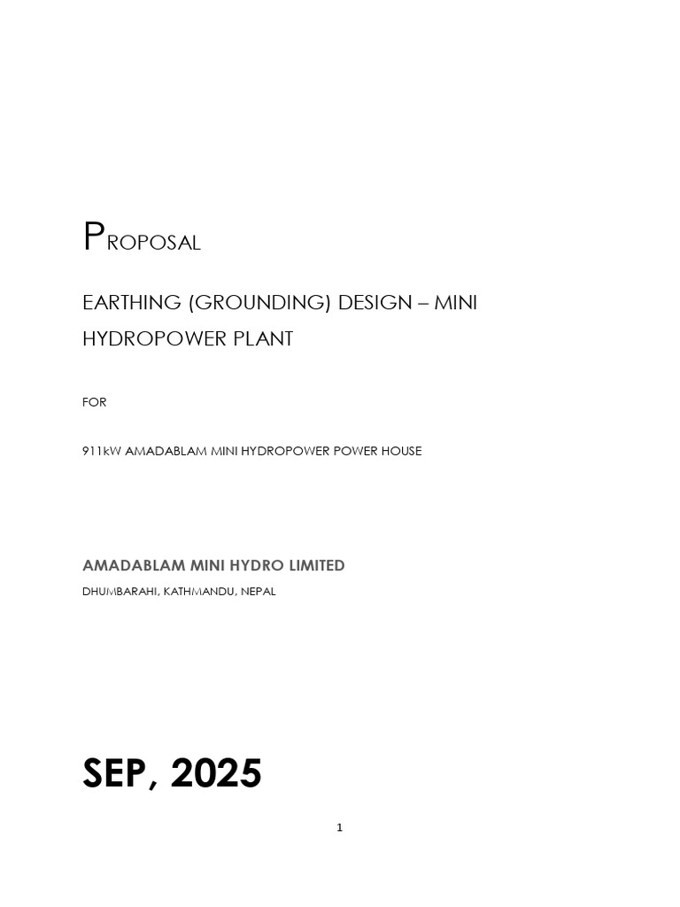 Earthing Design Proposal for 911kW Hydro Plant | PDF | Specification ...