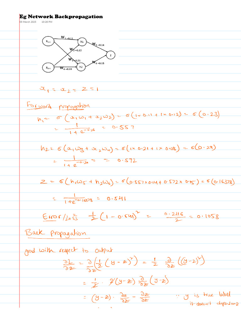 Eg Network Backpropagation Solving | PDF