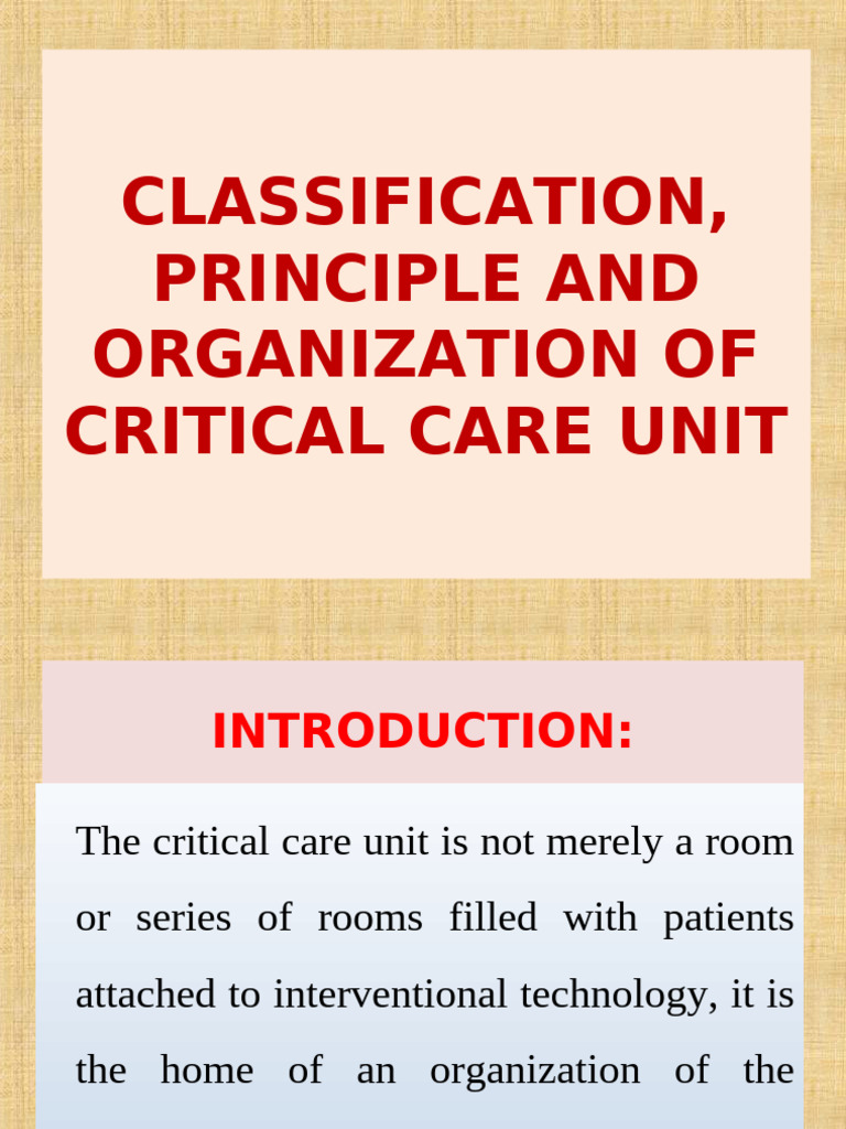 Critical Care Unit: Structure & Roles | PDF | Intensive Care Unit ...