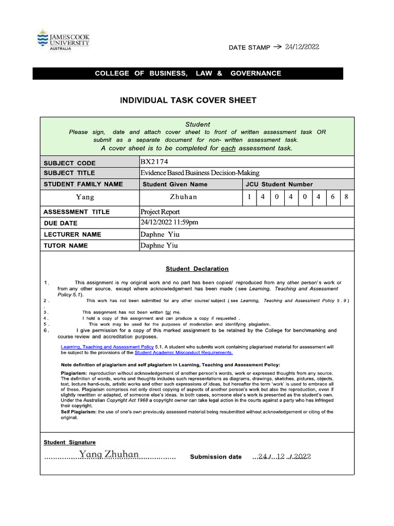 BX2174 Assessment 2 Example | PDF