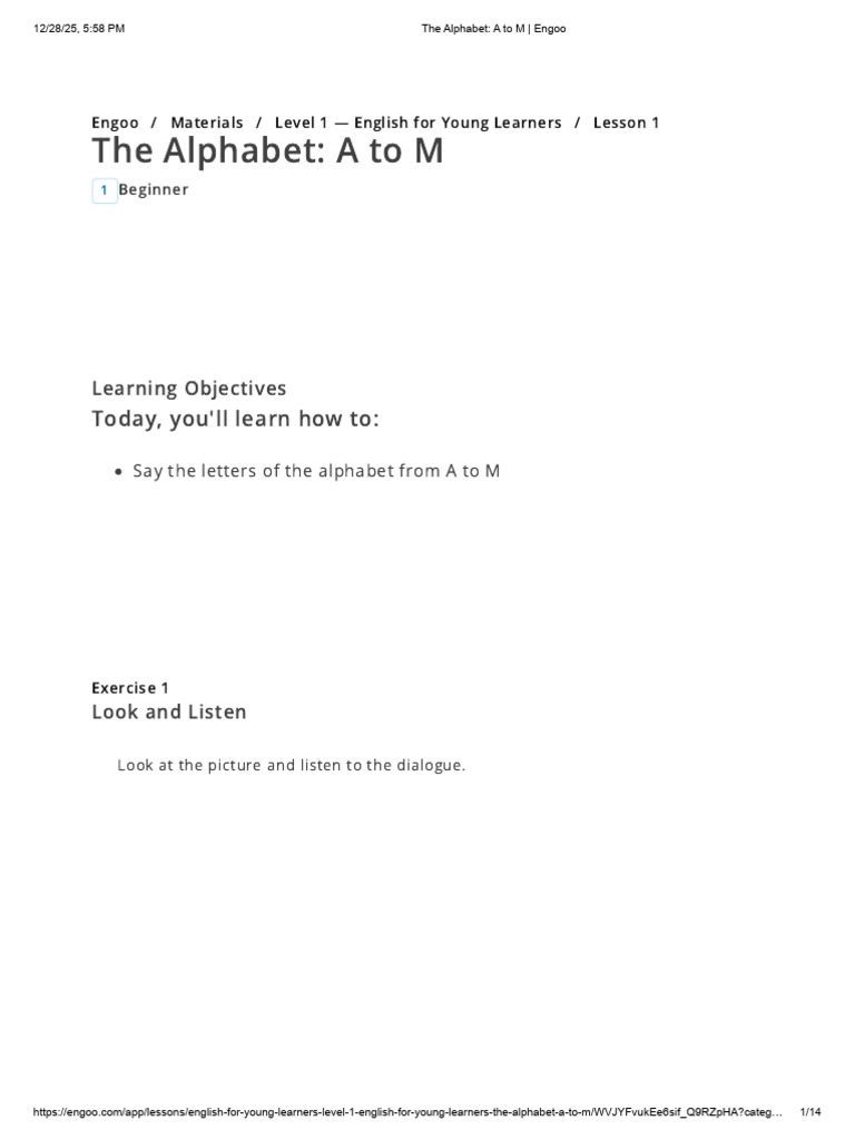 The Alphabet_ A to M _ Engoo | PDF | Learning | Human Communication