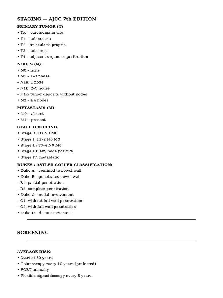 AJCC 7th Edition Colon Cancer Staging Guide | PDF | Colorectal Cancer ...