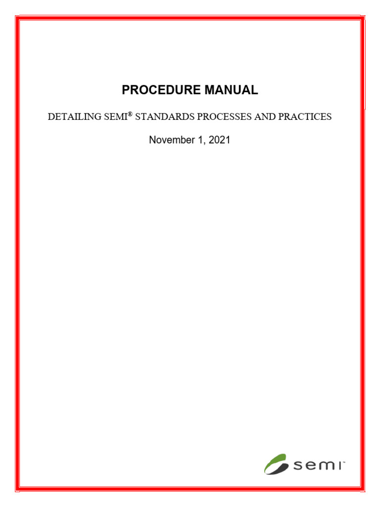 SEMI Standards Procedure Manual | PDF | International Organization For ...