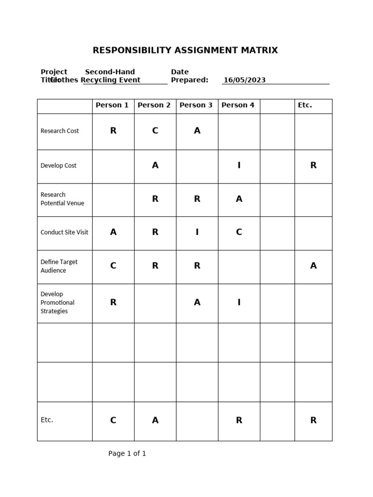 Sample_responsibility Assignment Matrix (New) | PDF