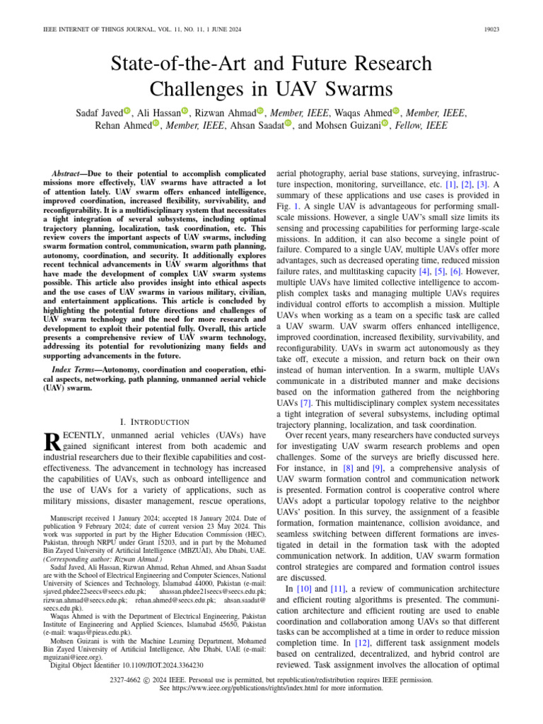 State-Of-The-Art and Future Research Challenges in UAV Swarms | PDF ...