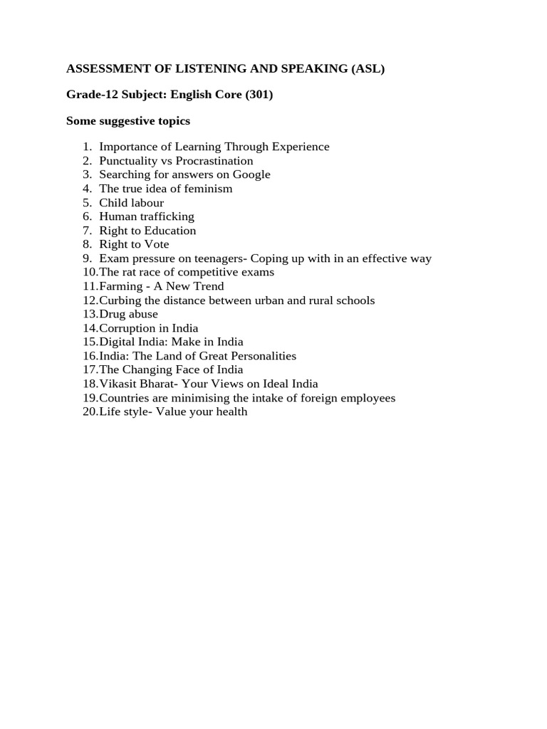 ASL Topics | PDF