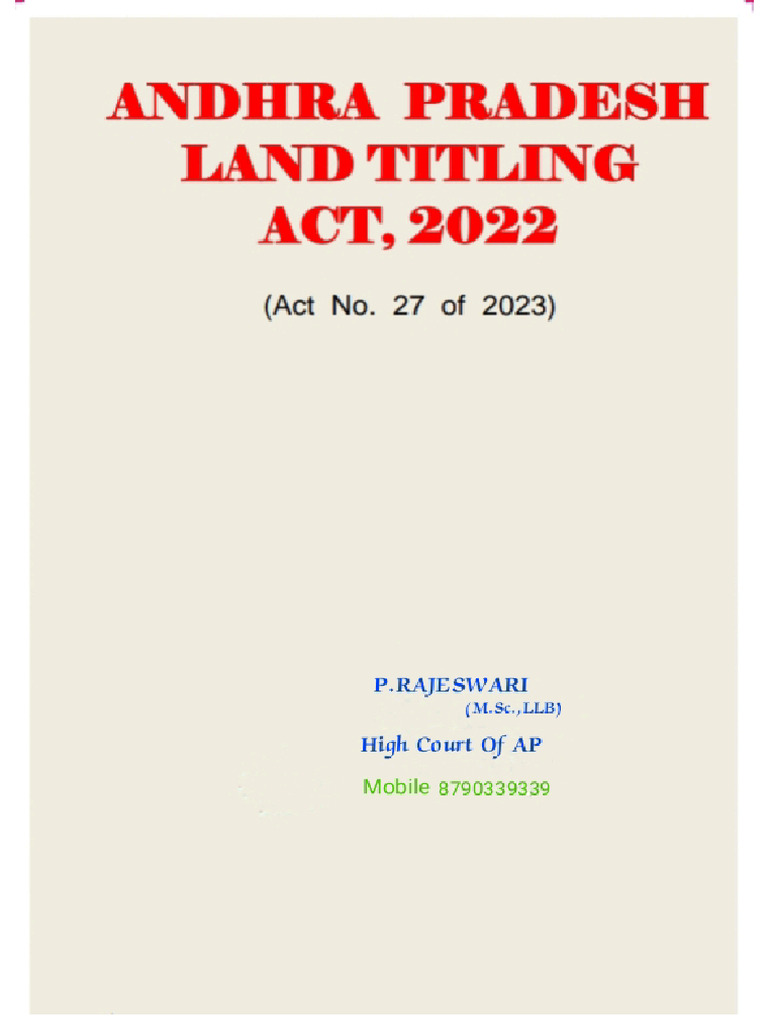 AP Land Titling Act ,2022. | PDF