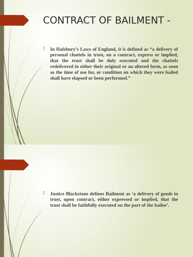 Bailment, Contract Law | PDF | Debtor | Debt