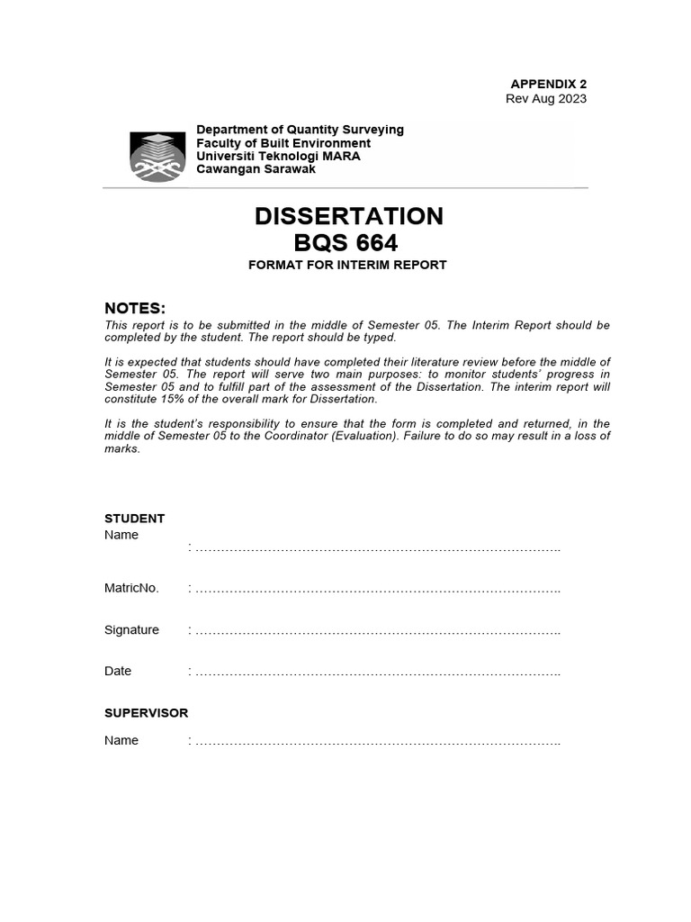 Interim Report Format for Dissertation | PDF | Thesis
