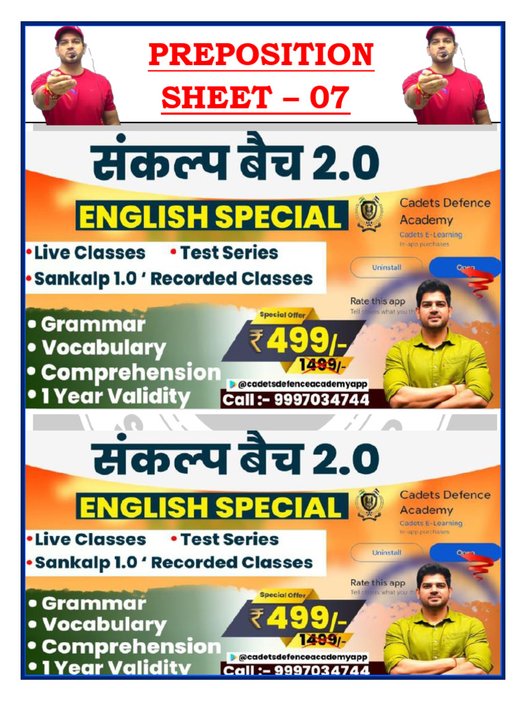 Preposition Error Correction Exercises | PDF