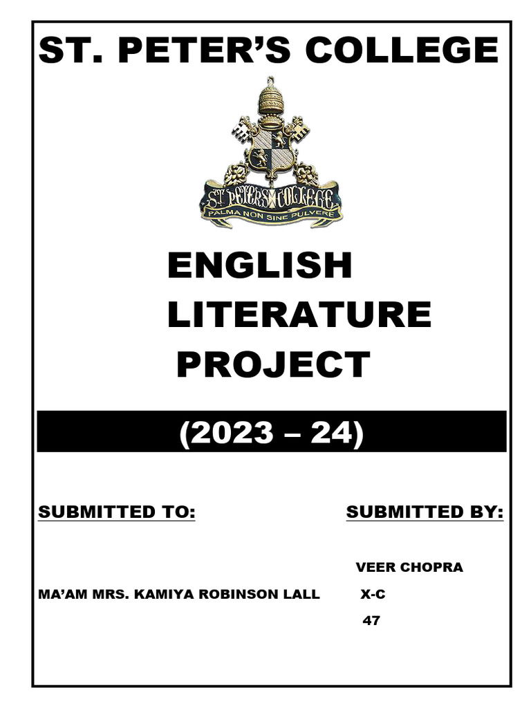 St. Peter's College English Project 2023-24 | PDF