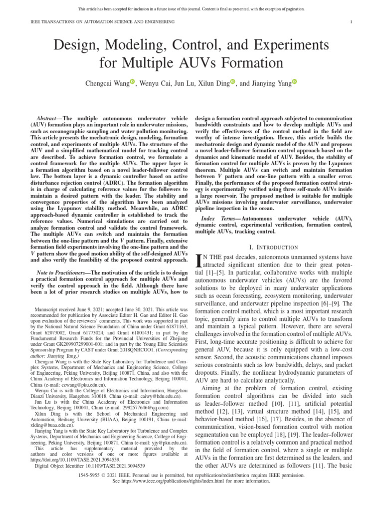 19、2021-8、 (SCI) Design Modeling Control and Experiments for Multiple ...