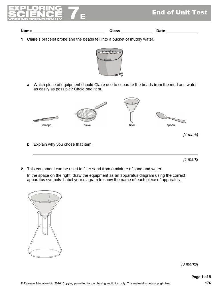 End of Unit Science Test: Solubility & Separation | PDF | Evaporation ...