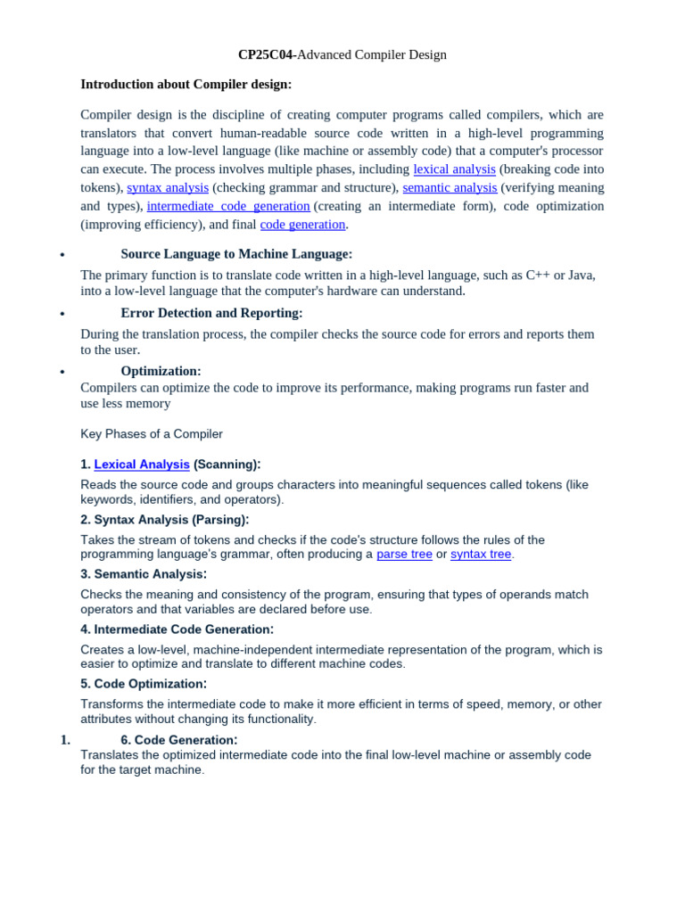 ACD -Lecture Notes | PDF | Compiler | Parsing