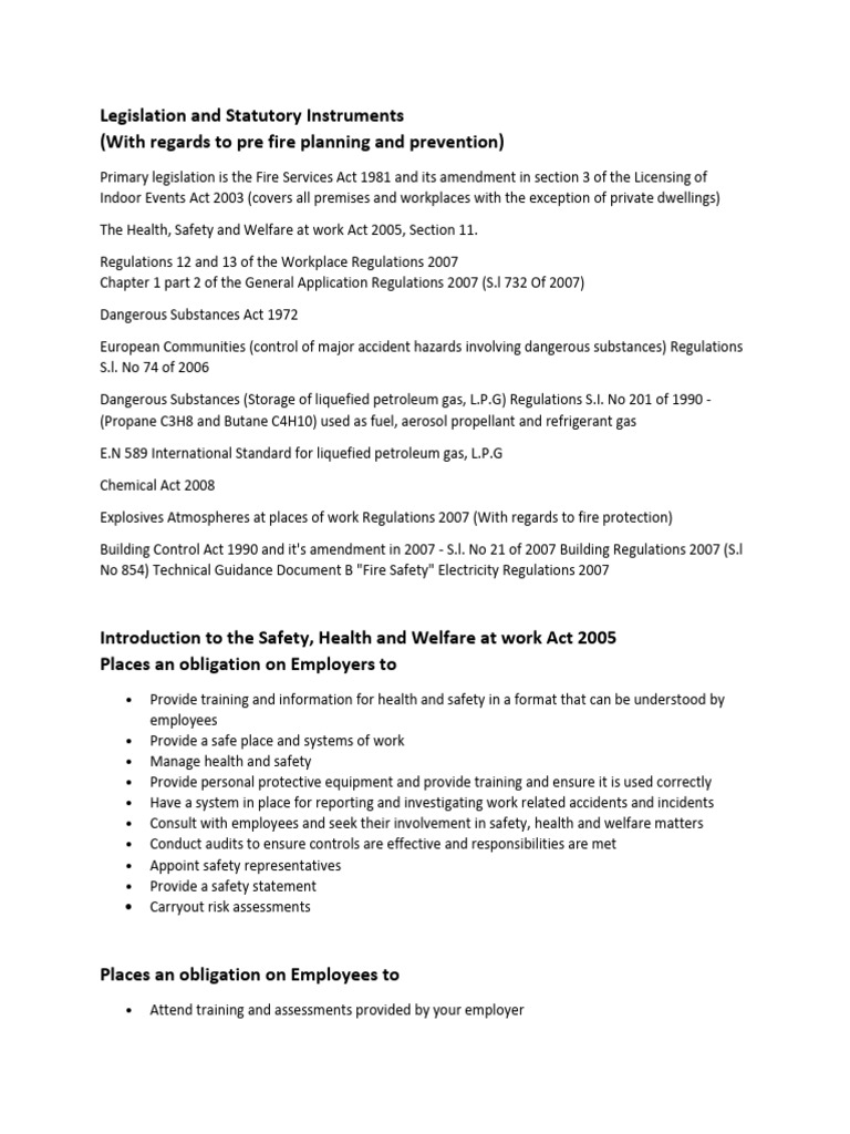 Fire Safety Legislation Overview | PDF | Propane | Occupational Safety ...