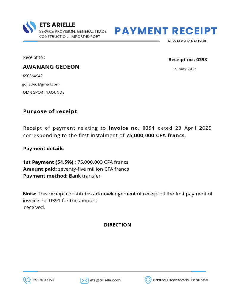 Payment Receipts for Invoice 0391 | PDF | Receipt | Payments