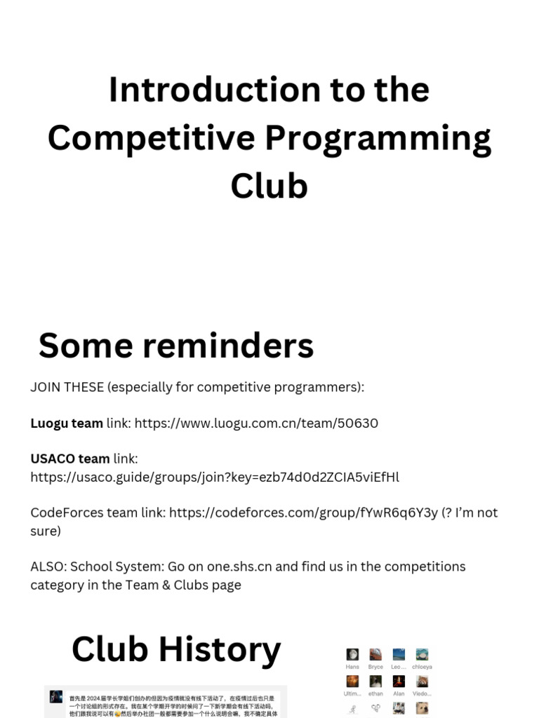 Introduction to Competitive Programming Club | PDF | Computer ...