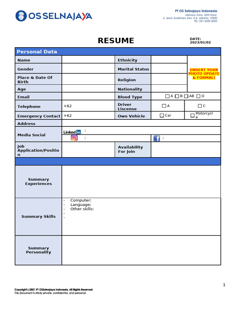 Resume Lengkap untuk Lamaran Kerja | PDF
