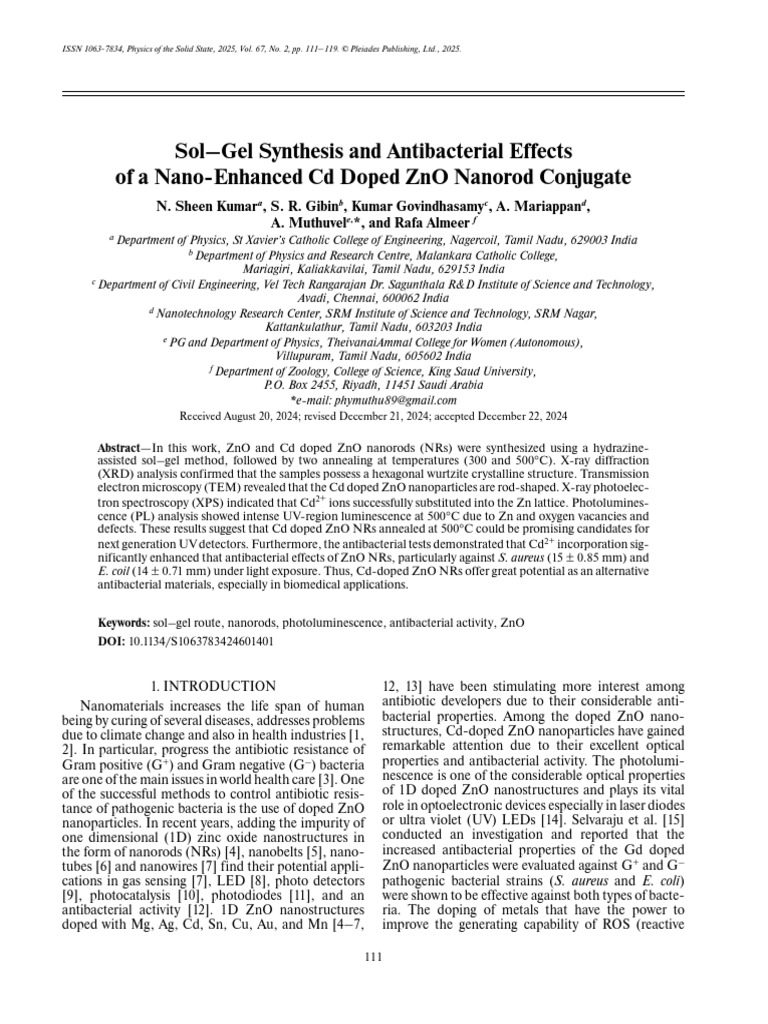 2025 - Sol-Gel Synthesis and Antibacterial Effects of A Nano-Enhanced ...