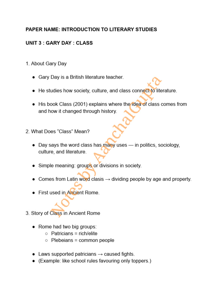 Understanding Class in Literature Studies | PDF | Working Class | Class ...