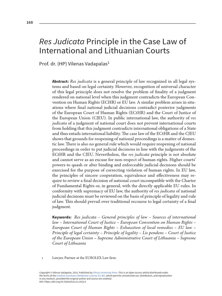 Res Judicata in International Law Context | PDF | International Law ...