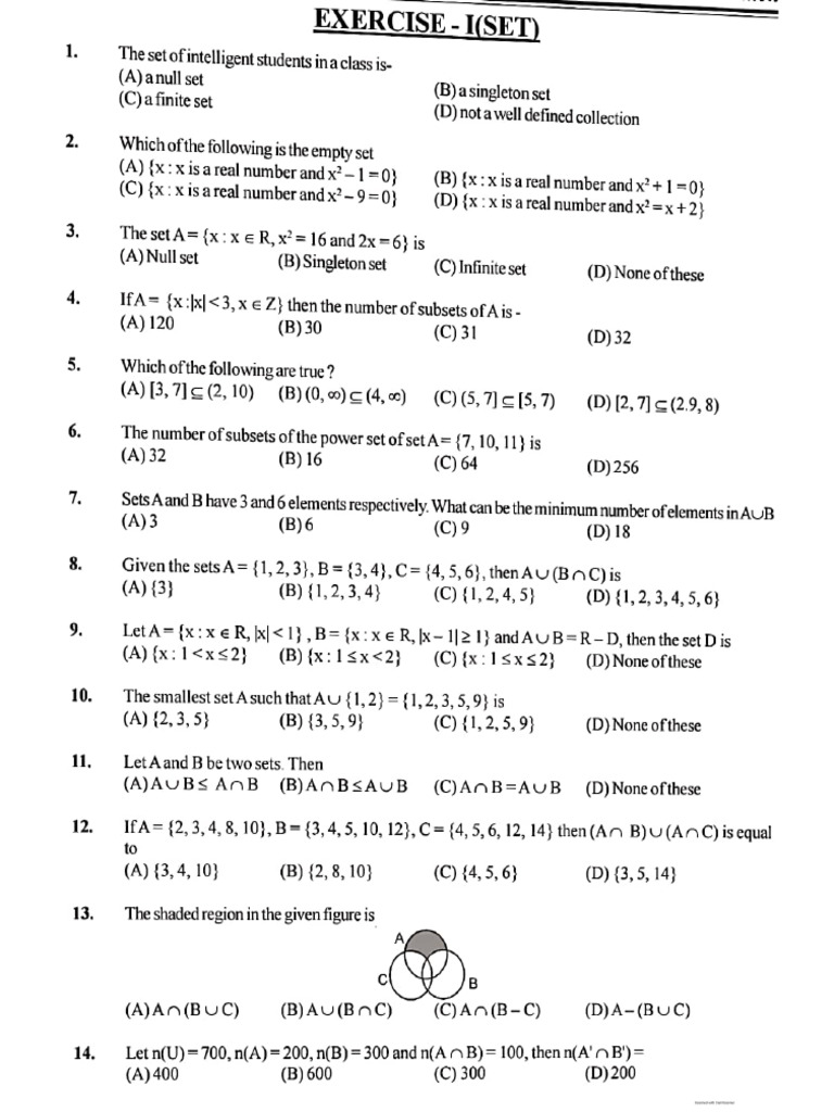 14 Set & Relation - Sheet | PDF