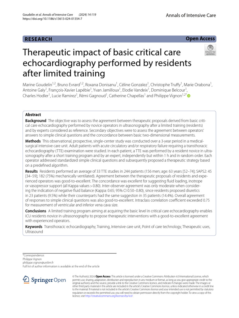Journal Club Paper Therapeutic Impact of Basic Echo Training | PDF ...