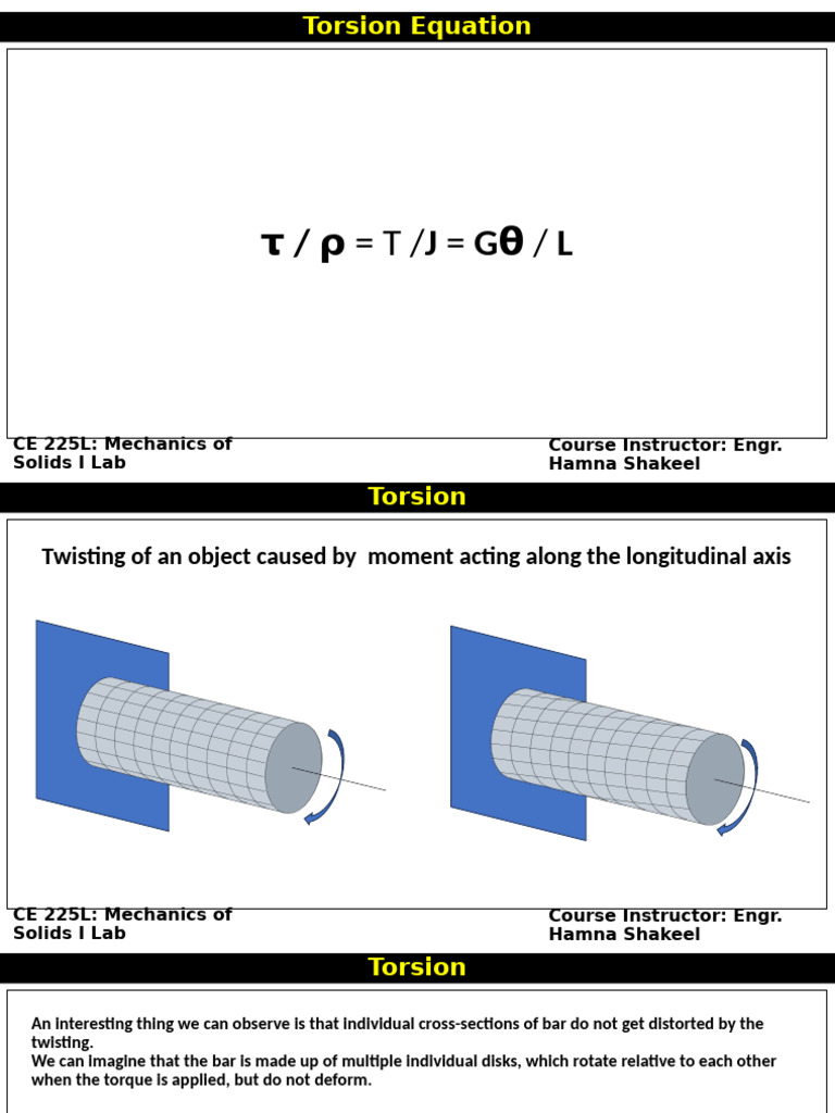 Torsion Formula and Shear Modulus | PDF | Torque | Applied And ...