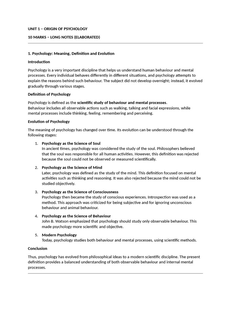 Evolution and Nature of Psychology | PDF | Psychology | Science