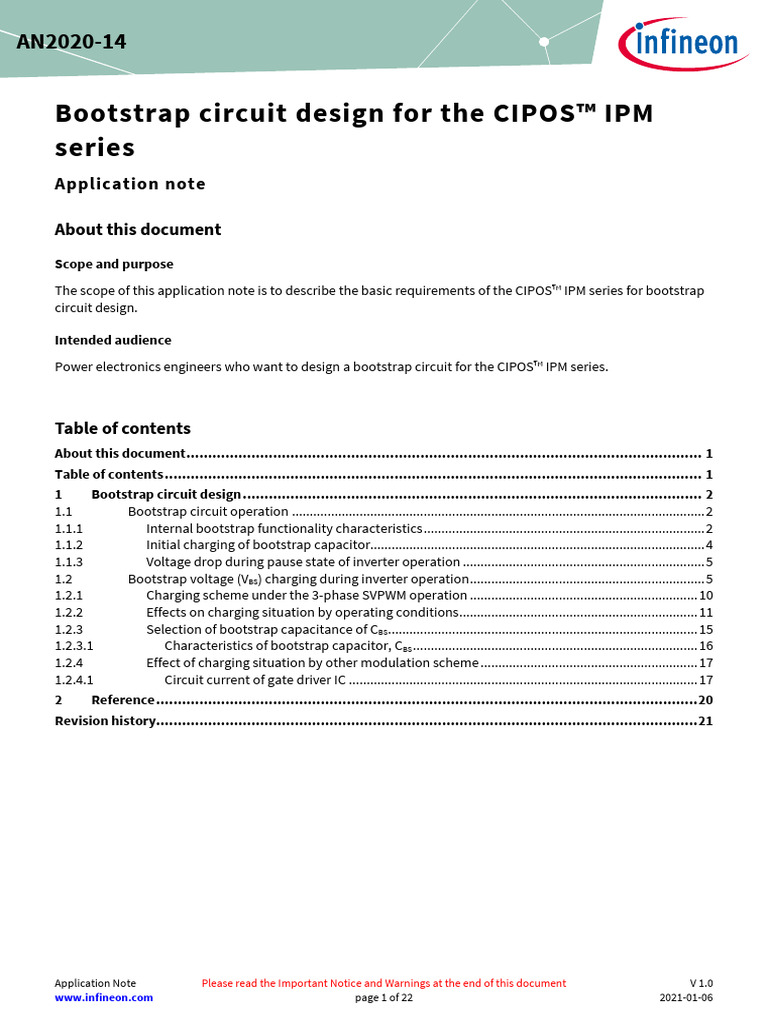 Bootstrap Circuit Design for CIPOS™ IPM | PDF | Capacitor | Capacitance