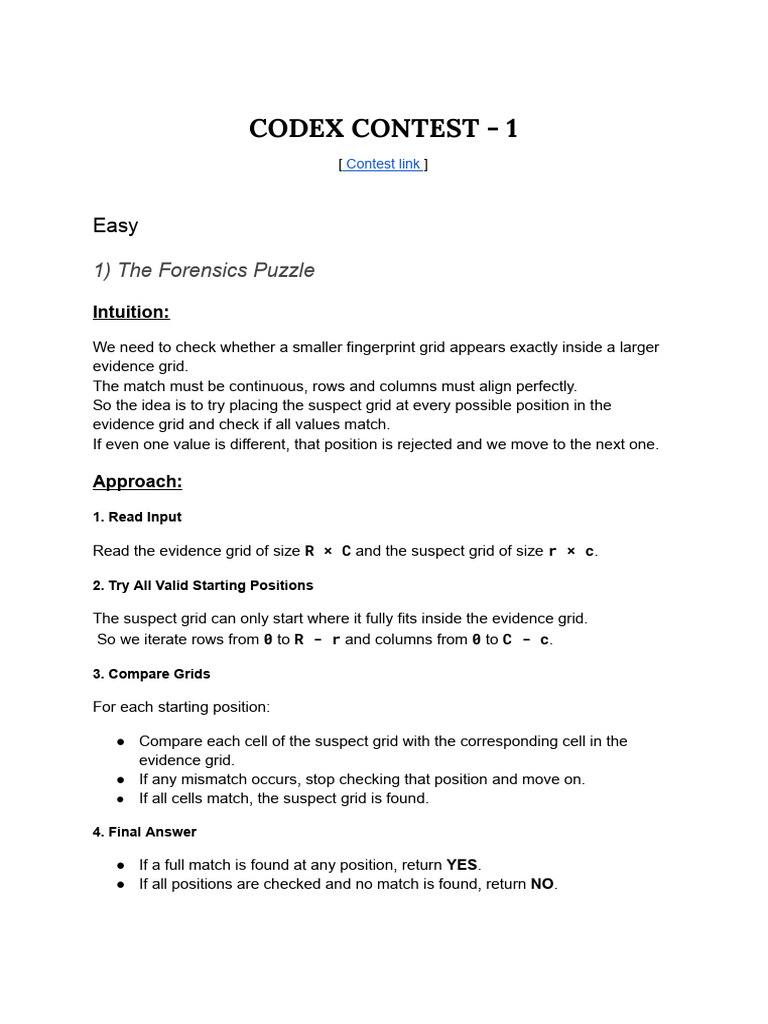 Codex Contest 1 Editorial | PDF | Algorithms | Computer Programming