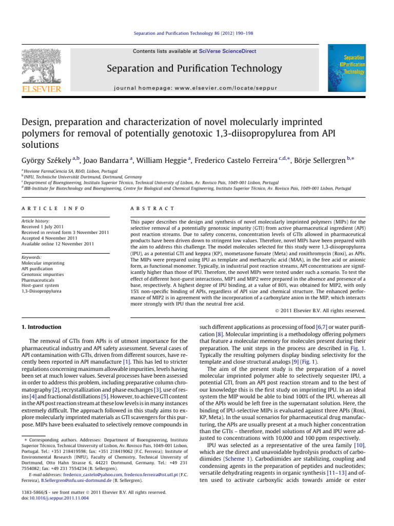Molecularly Imprinted Polymers for GTI Removal | PDF | Polymers ...