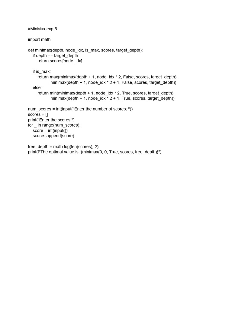 Minimax Algorithm Implementation | PDF