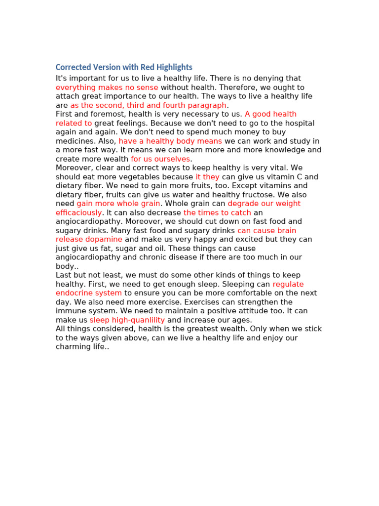 Essential Tips for Healthy Living | PDF | Linguistics | Grammar