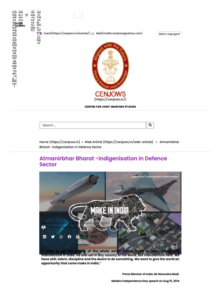 Atmanirbhar Bharat: Defence Indigenisation | PDF | Military | Research ...