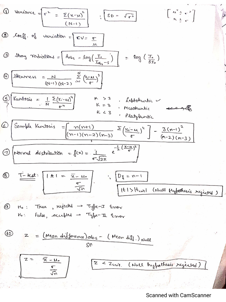Biostats Formulas Siya | PDF