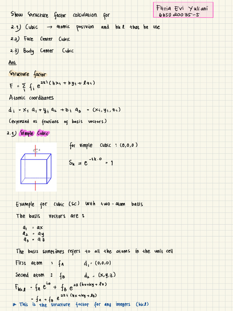 Structure Factor Calculations for Cubic Lattices | PDF | Classical ...