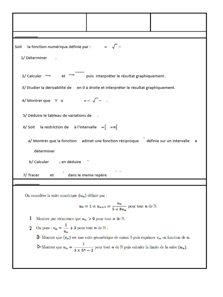 Exercice de mathématiques 2BAC-PC | PDF