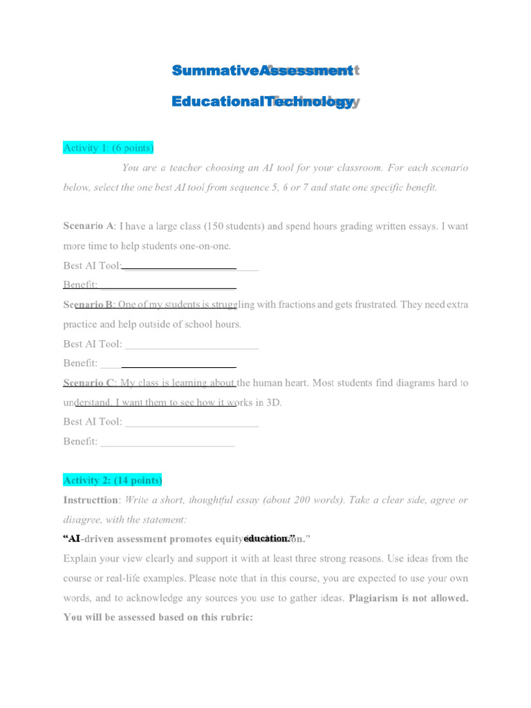 Summative Assessment-Master Didactics - Educational Technology 1 (2) (2 ...