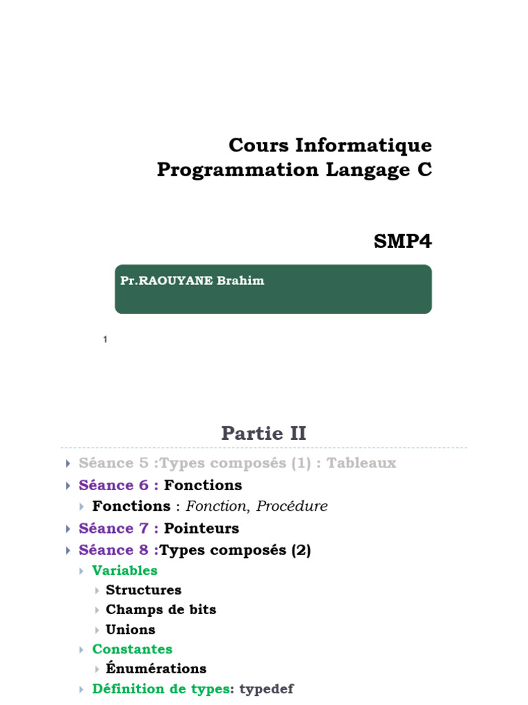 Programmation en C : Fonctions et Pointeurs | PDF | Programmation ...