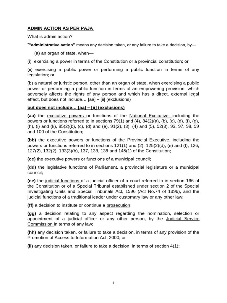 Understanding Administrative Action PAJA | PDF | Policy | Separation Of ...