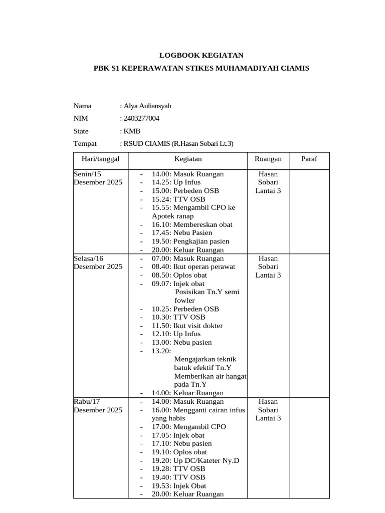 Logbook Kegiatan | PDF