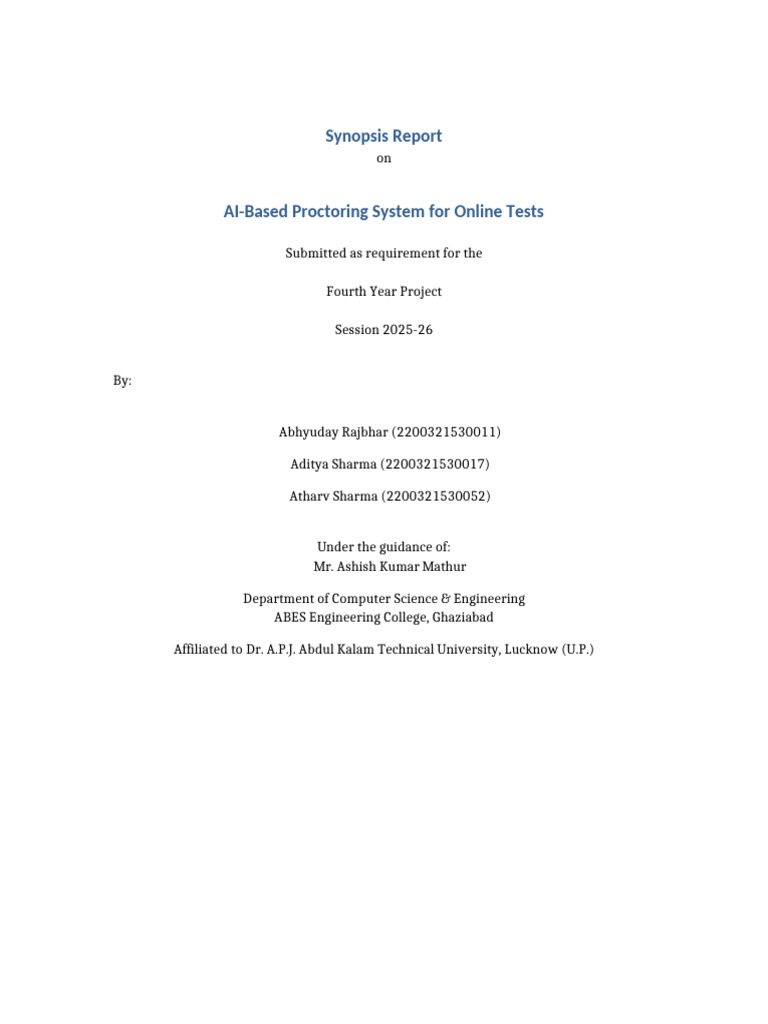 AI Proctoring System for Online Exams | PDF