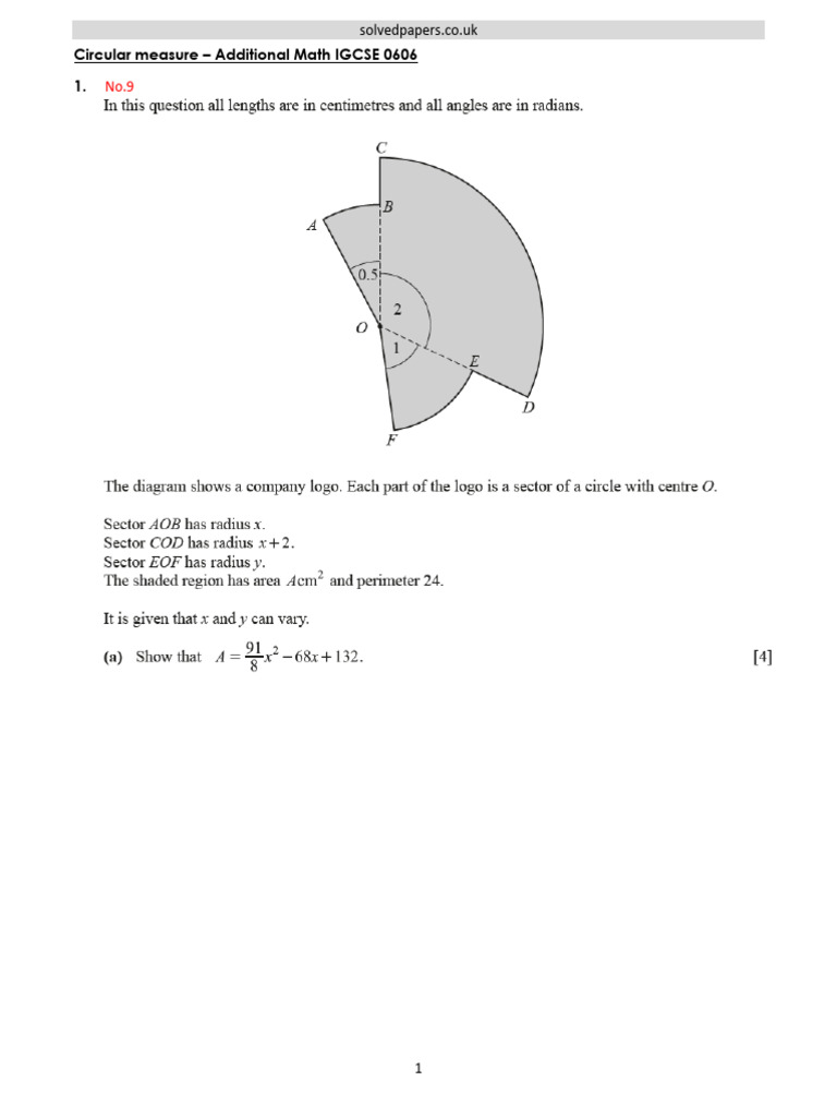 IG2AT4J Circular Measure Add Math 0606 | PDF