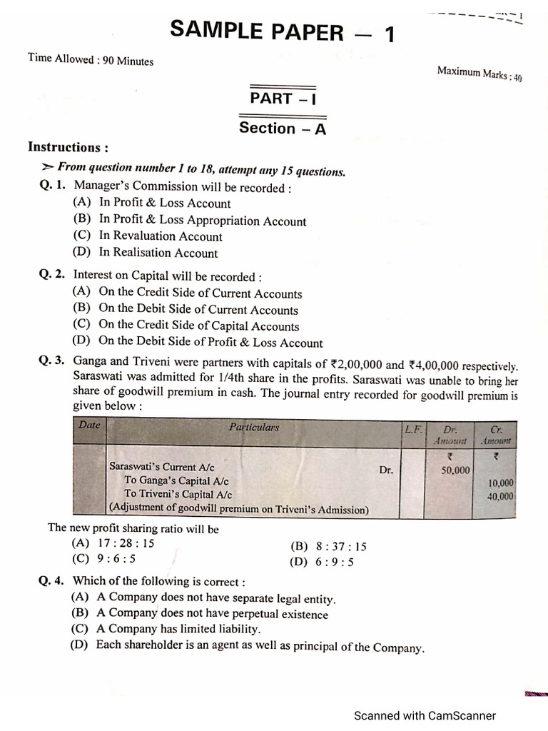 Final Accounts Sample Paper 2025-26 | PDF